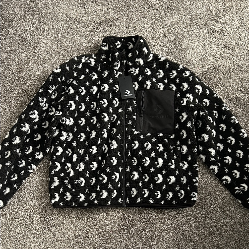 Converse Black and White Sherpa Jacket